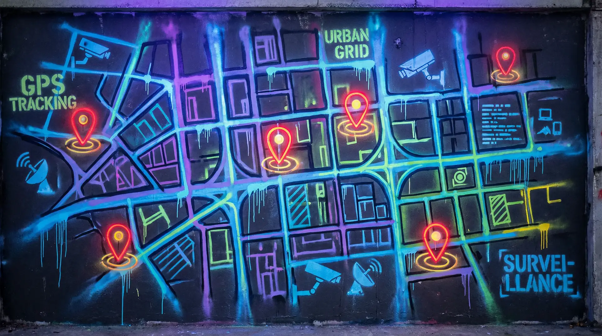 春暖花开 cc 狗仔追踪地图 - 城市涂鸦风格